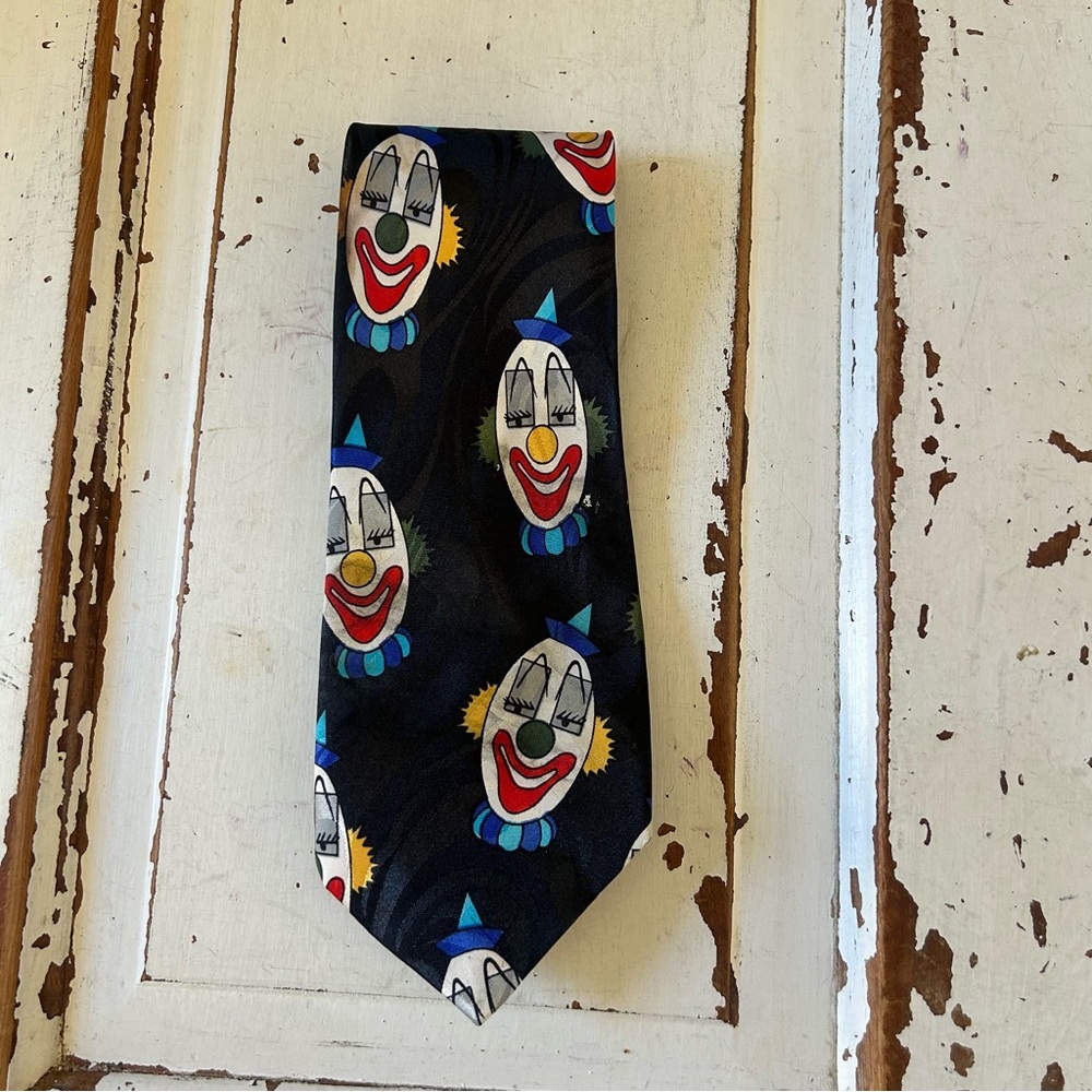 Florence & K Black Clown Tie All Over Print Mens Necktie